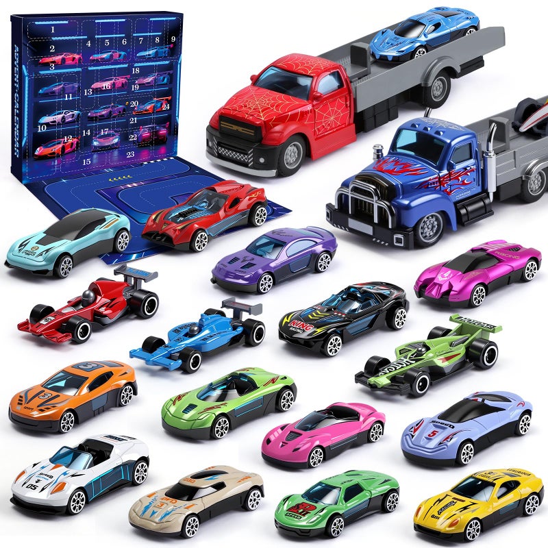 Sumsoltic 24-Piece Advent Calendar with Play Vehicles - Christmas Countdown Toy Box for Kids - Exciting 24 Days of Surprises for Boys - Image 1